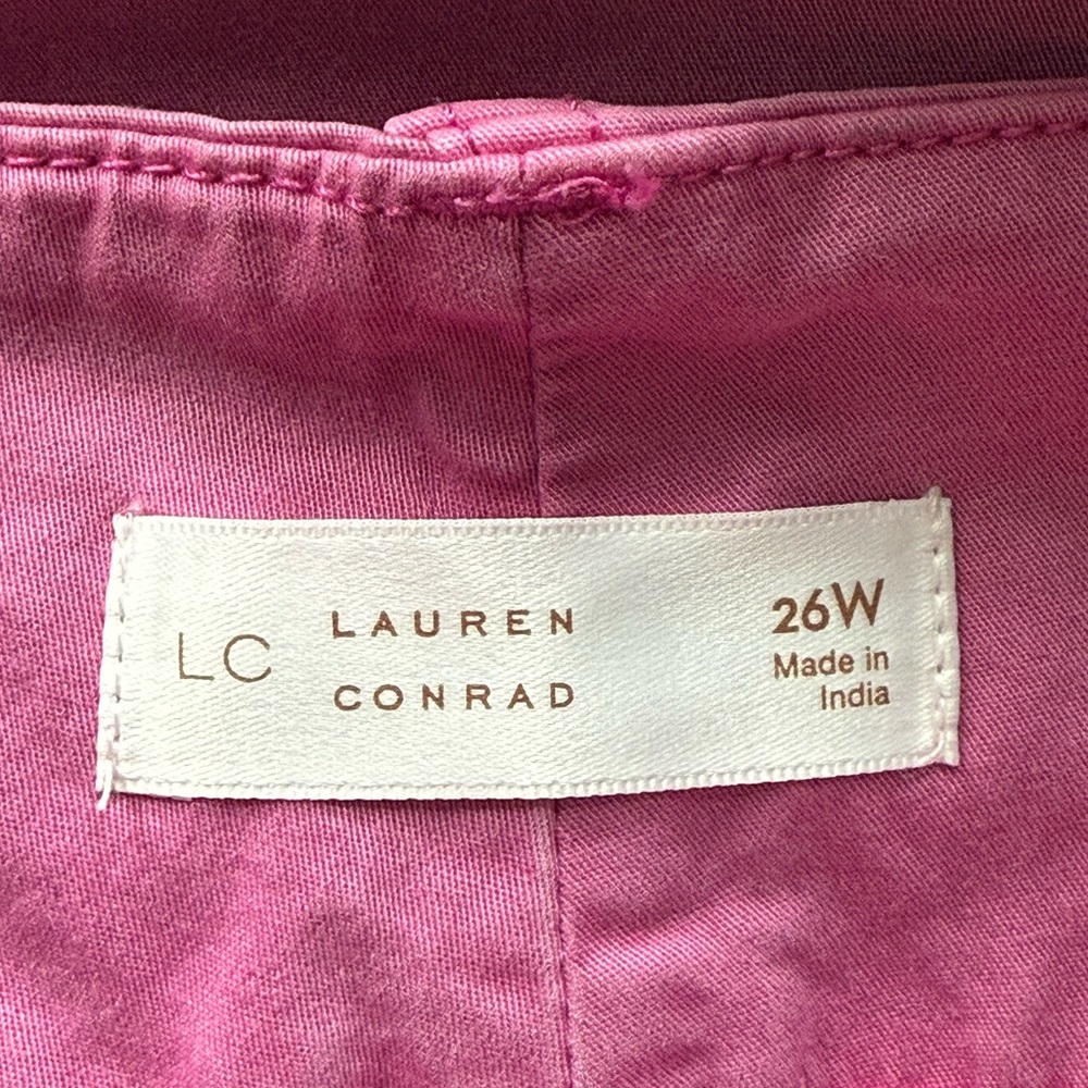 Plus Size Lauren Conrad Super High Rise Wide Leg Pink Crop Pants Size 26W NWT - Picture 6 of 7